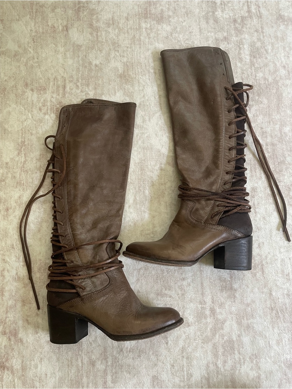 Freebird Lace-Up Leather Boots in coal